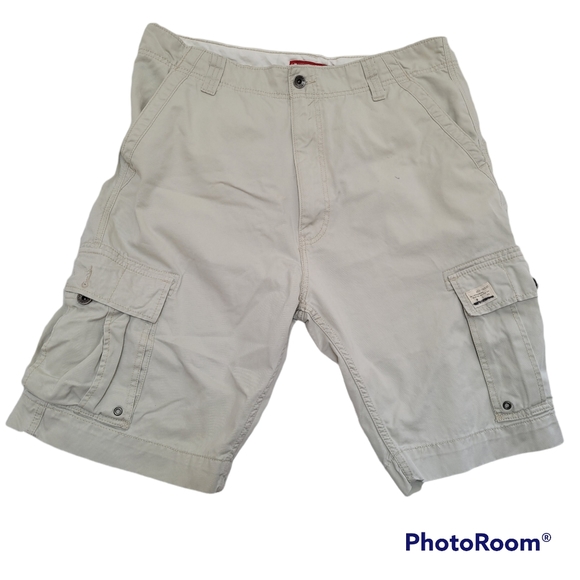 Levi's Cargo Cotton Shorts Beige 6 Pocket Size 38 Read